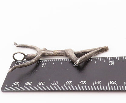 925 Sterling Silver Vintage Pendant Dark Tone Posing Stick Man  PT24029