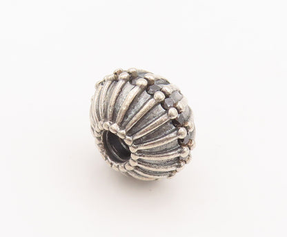 925 Sterling Silver Vintage Pendant PANDORA Solid Carved Beaded Bead  PT22758