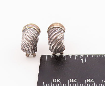 925 Sterling Silver Vintage Earrings Dark Tone Grooved Design  EG13654