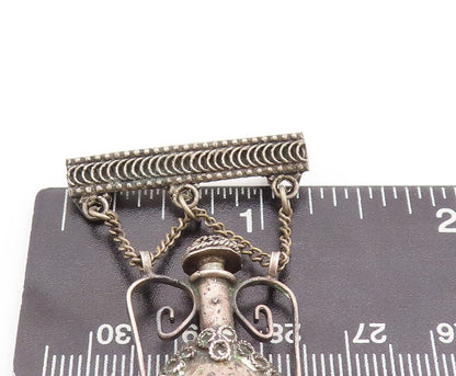925 Sterling Silver Vintage Brooch Pin ISRAEL Gemstone Bottle (OPENS)  BP11067