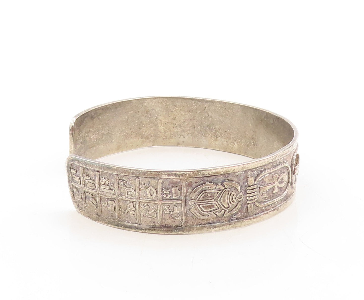 925 Sterling Silver Vintage Bracelet MIDDLE EAST Cartouche Design Cuff   BT10953