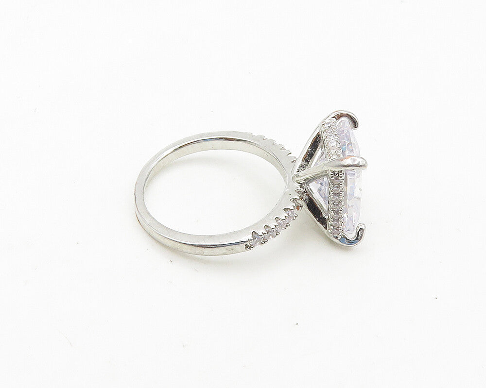 925 Sterling Silver  Sparkling Cubic Zirconia Cocktail Ring Sz 6  RG18983