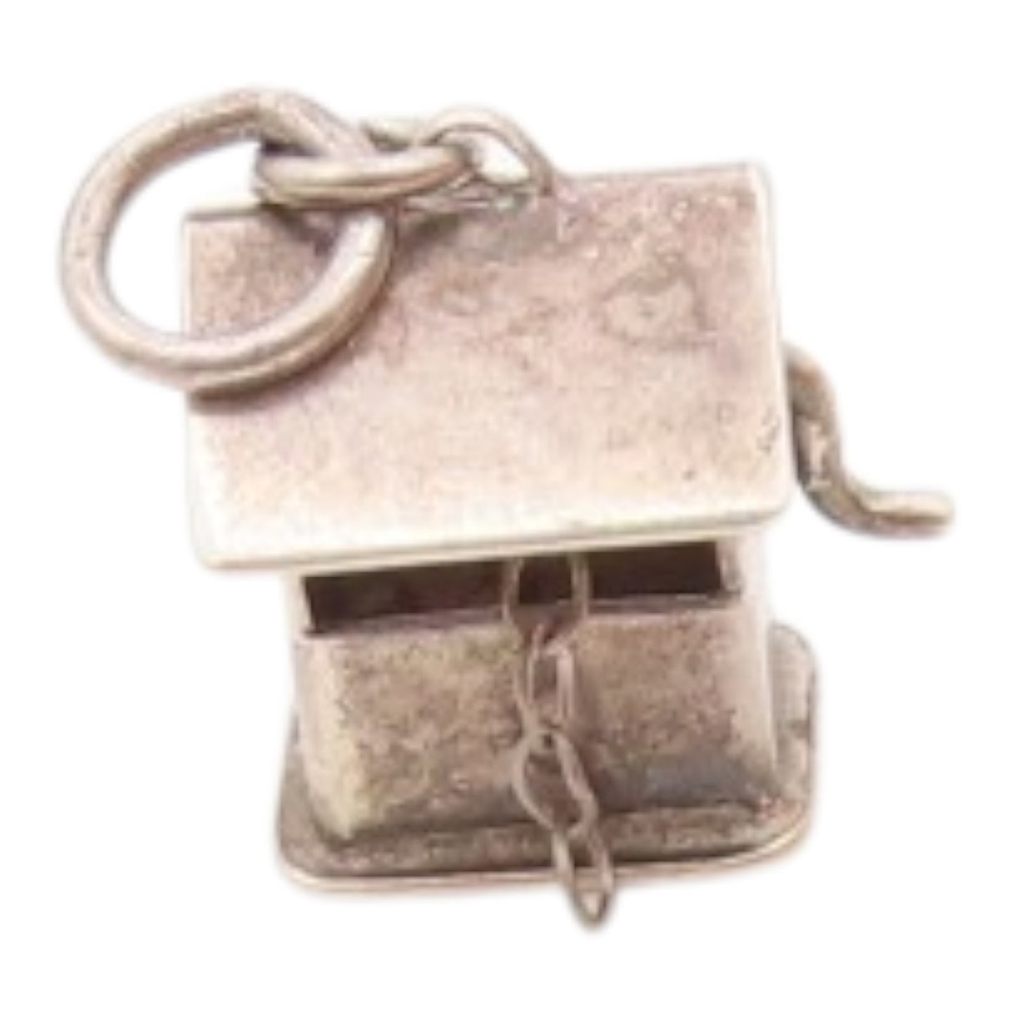 925 Sterling Silver  Vintage Petite Bird House Dark Tone Pendant  PT15987