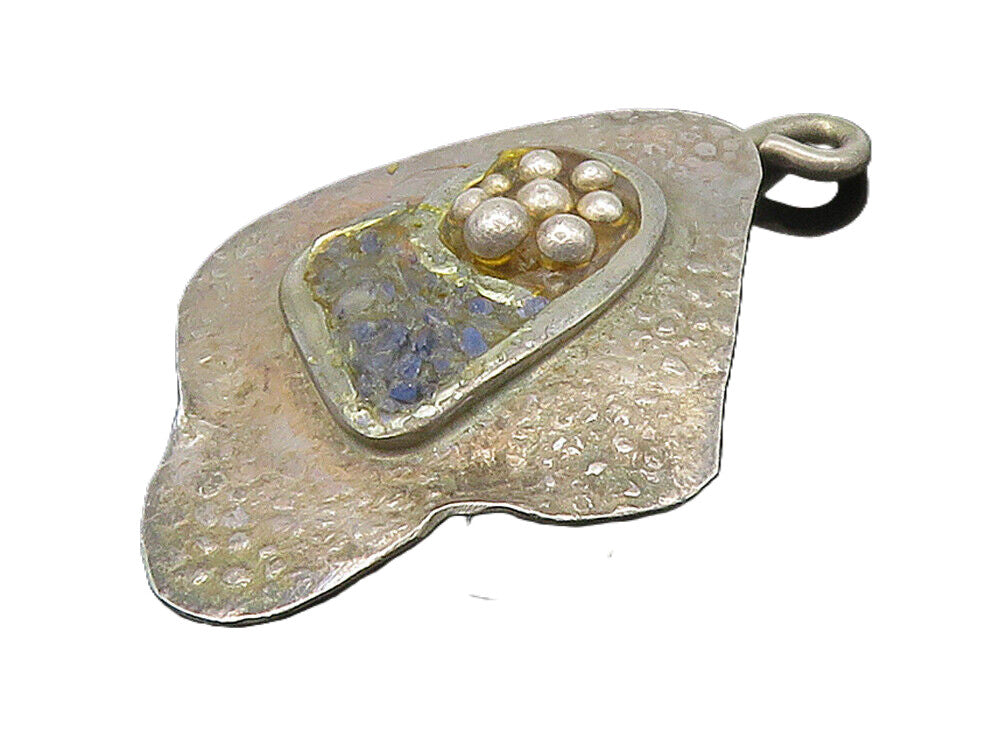 DESIGNER 925 Sterling Silver Vintage Blue Stone Cluster Flower Pendant PT12694
