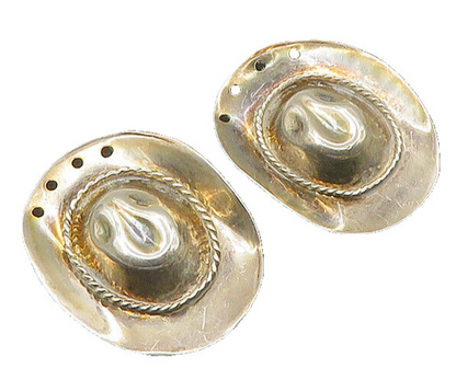 MEXICO 925 Sterling Silver  Vintage Cowboy Hat Non Pierce Earrings  EG11375
