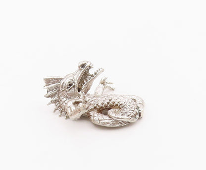 925 Sterling Silver  Vintage Shiny Dragon Motif Etched Detail Trinket  TR2027