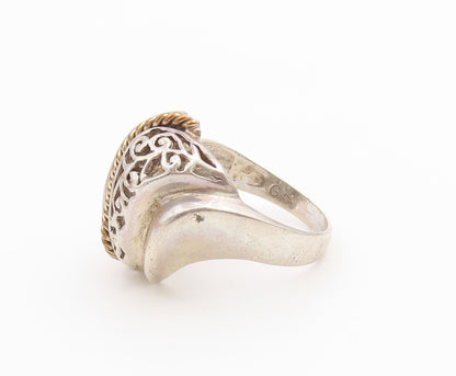 925 Sterling Silver Vintage Ring Two Tone Twisted Rope Openwork  Sz 7.5  RG36715