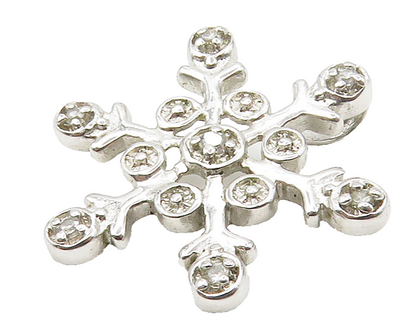 925 Sterling Silver  Petite Topaz Shiny Snowflake Motif Pendant  PT11954