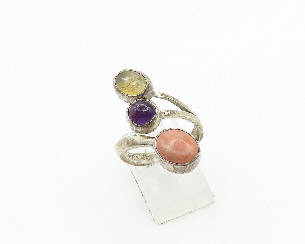 JONATHAN BEYUKA NAVAJO 925 Silver Vintage Rhodochrosite Ring Sz 8.5 RG19501