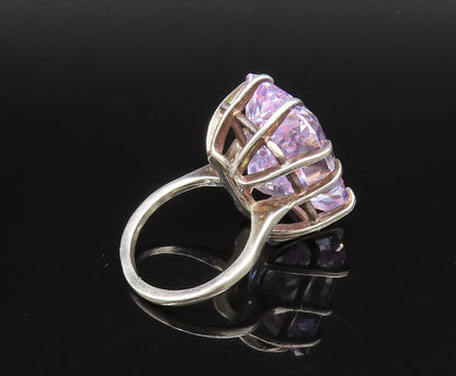 925 Silver  Vintage Beautiful Purple Cubic Zirconia Ring Sz 6.5  RG26089