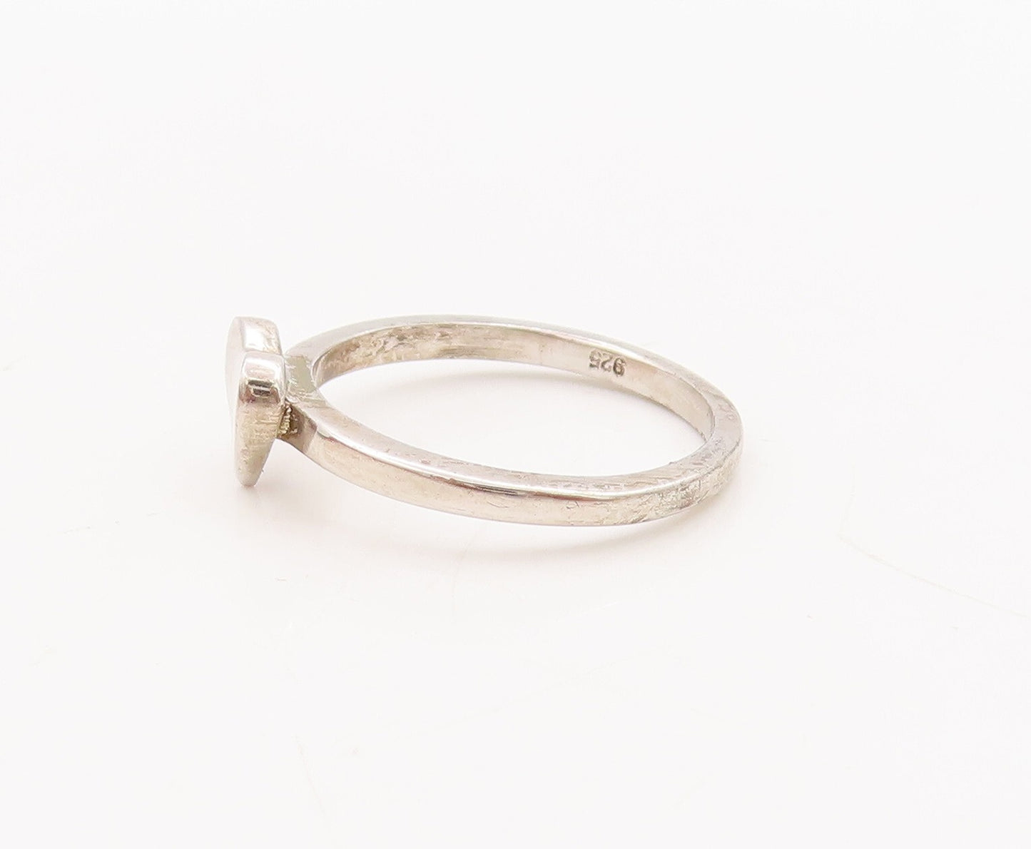 925 Sterling Silver Vintage Ring Minimalist Cutout Love Heart  Sz 7  RG29157