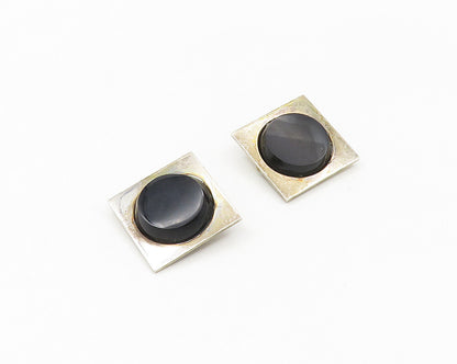 MEXICO 925 Sterling Silver  Vintage Black Onyx Non Pierce Earrings  EG9045