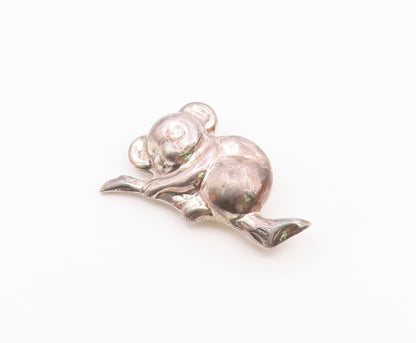 MEXICO 925 Sterling Silver  Vintage Shiny Hollow Koala Bear Brooch Pin  BP8630