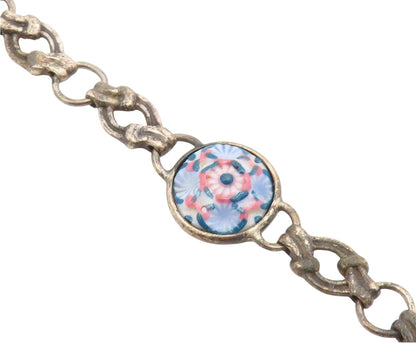 925 Sterling Silver Vintage Bracelet Antique Carved Floral Blossom Link  BT11925