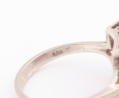 925 Sterling Silver Vintage Ring Classic Pink Topaz Solitaire  Sz 7.5  RG36424