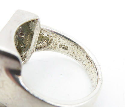925 Sterling Silver  Vintage Shiny Triskelion Square Band Ring Sz 8  RG3955