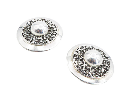 MEXICO 925 Silver  Vintage Textured Dome Non Pierce Drop Earrings  EG4404