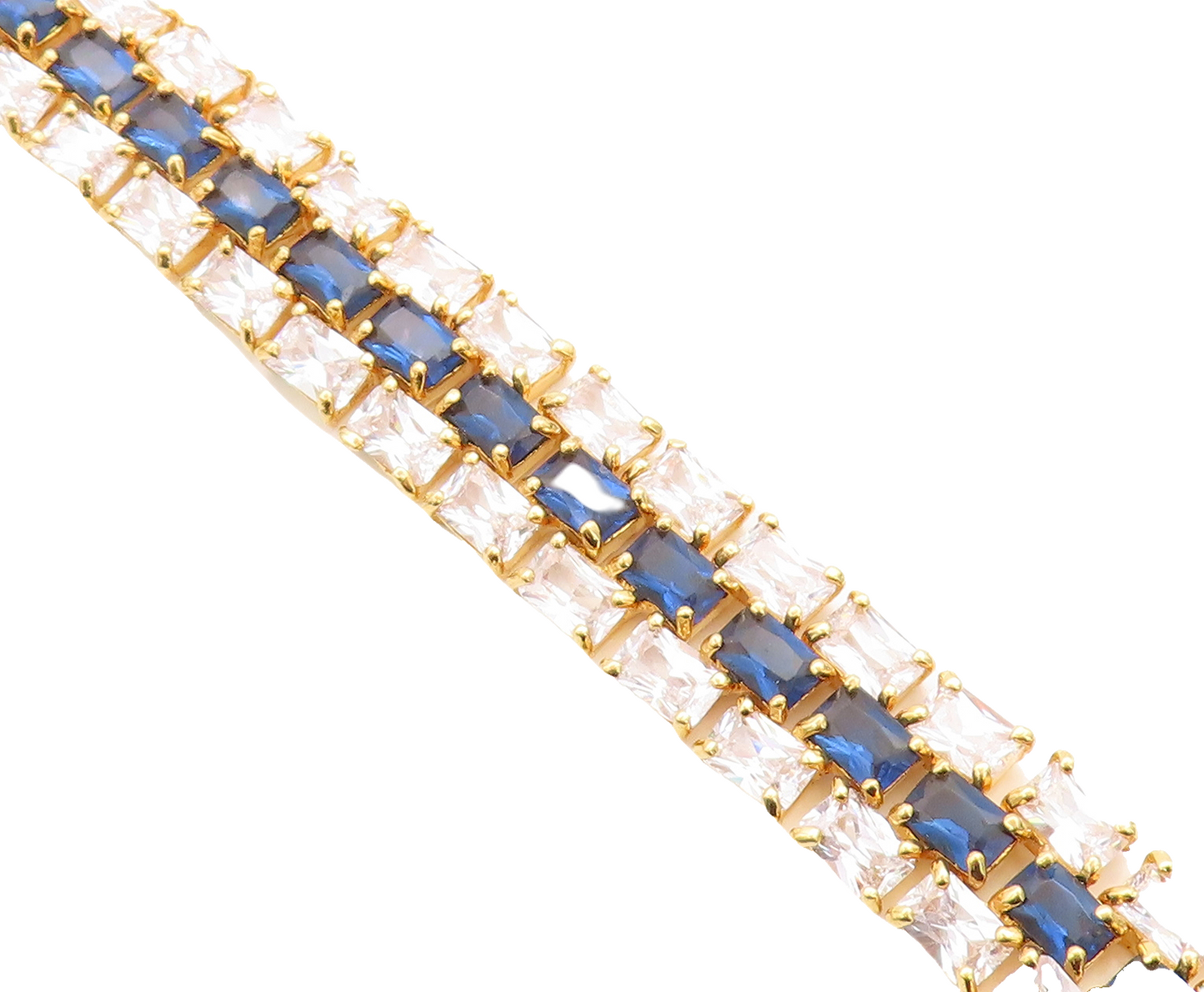 925 Sterling Silver Cubic Zirconia & Topaz Gold Plated Chain Bracelet BT1617
