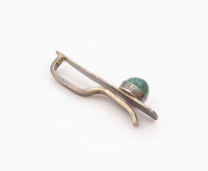 ISRAEL 925 Silver  Vintage Minimalist Cabochon Chrysocolla Tie Clip  TR3460