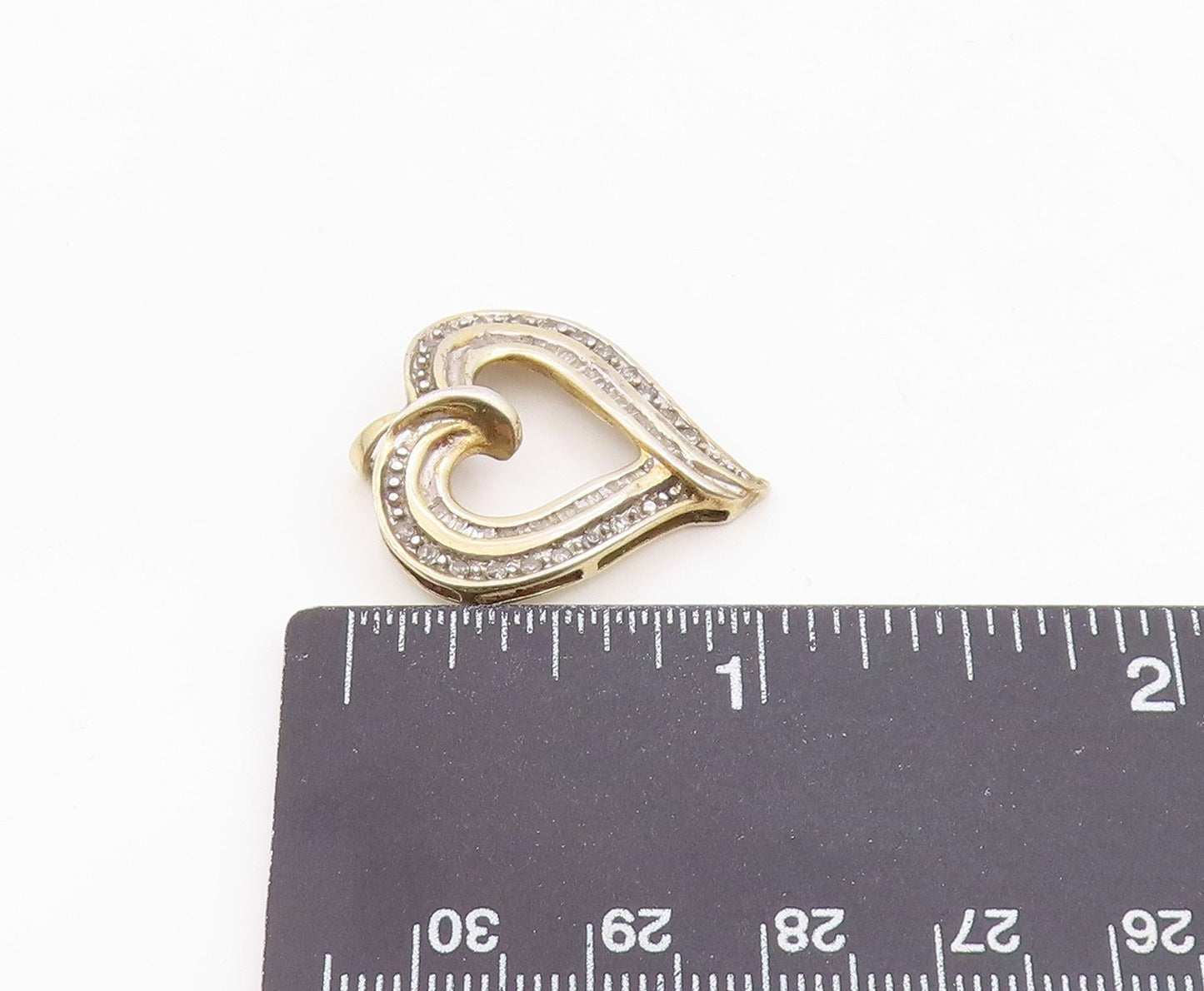 925 Sterling Silver Vintage Dainty Genuine Diamonds Love Heart Pendant PT21854