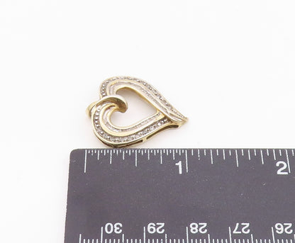 925 Sterling Silver Vintage Dainty Genuine Diamonds Love Heart Pendant PT21854