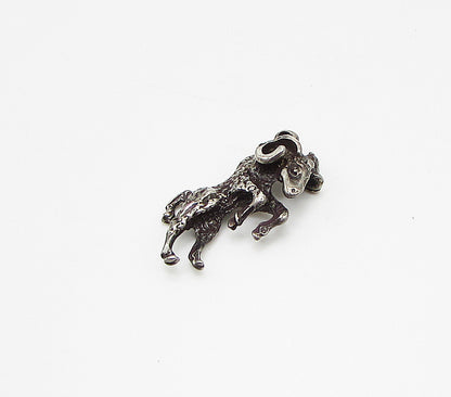 925 Sterling Silver  Vintage Bull Drop Pendant  PT2371