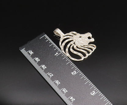 925 Sterling Silver  Vintage Openwork Textured Lion Head Pendant  PT21446