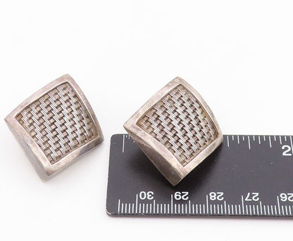 925 Sterling Silver Vintage Earrings LOIS HILL Basketweave Clip On  EG14086