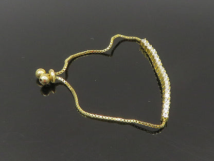 Gold Over 925 Silver  Cubic Zirconia Adjustable Child Box Chain Bracelet BT1103