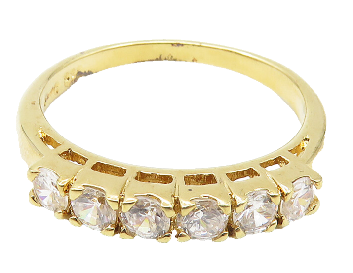 925 Sterling Silver  Cubic Zirconia Gold Plated Band Ring Sz 9.25  RG10329