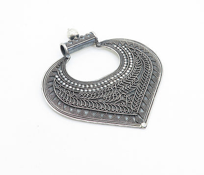 925 Sterling Silver  Vintage Modernist Ornate Swirl Twist Slide Pendant PT5727