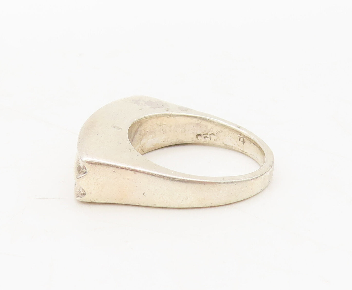 925 Sterling Silver Vintage Ring Minimalist Solid Carved Sz 7 RG27563