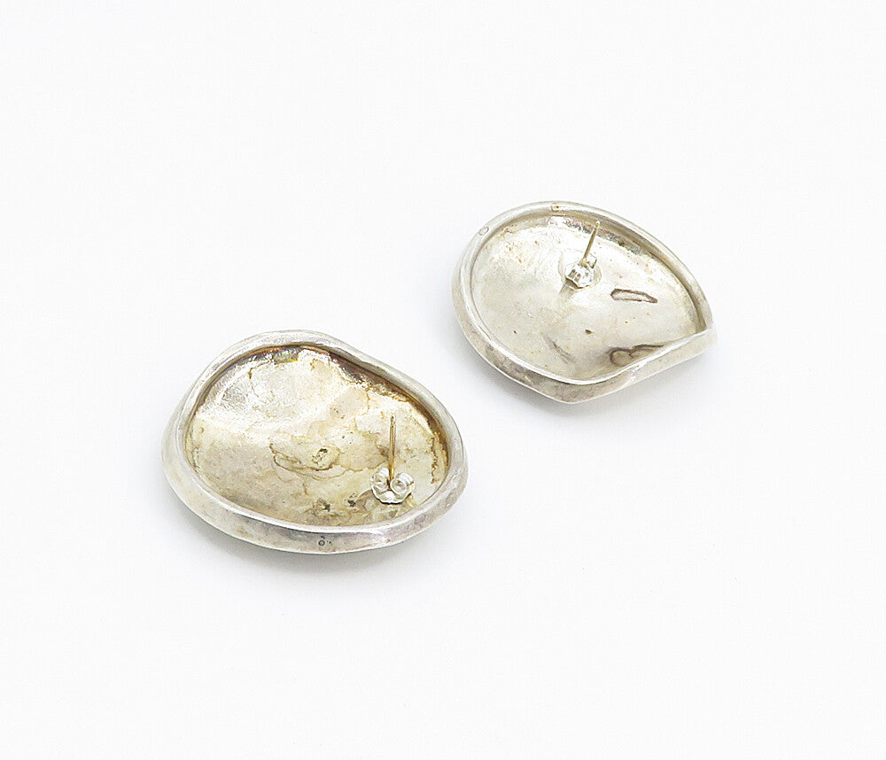 925 Sterling Silver & 14K GOLD  Vintage Modernist Round Drop Earrings  EG2902
