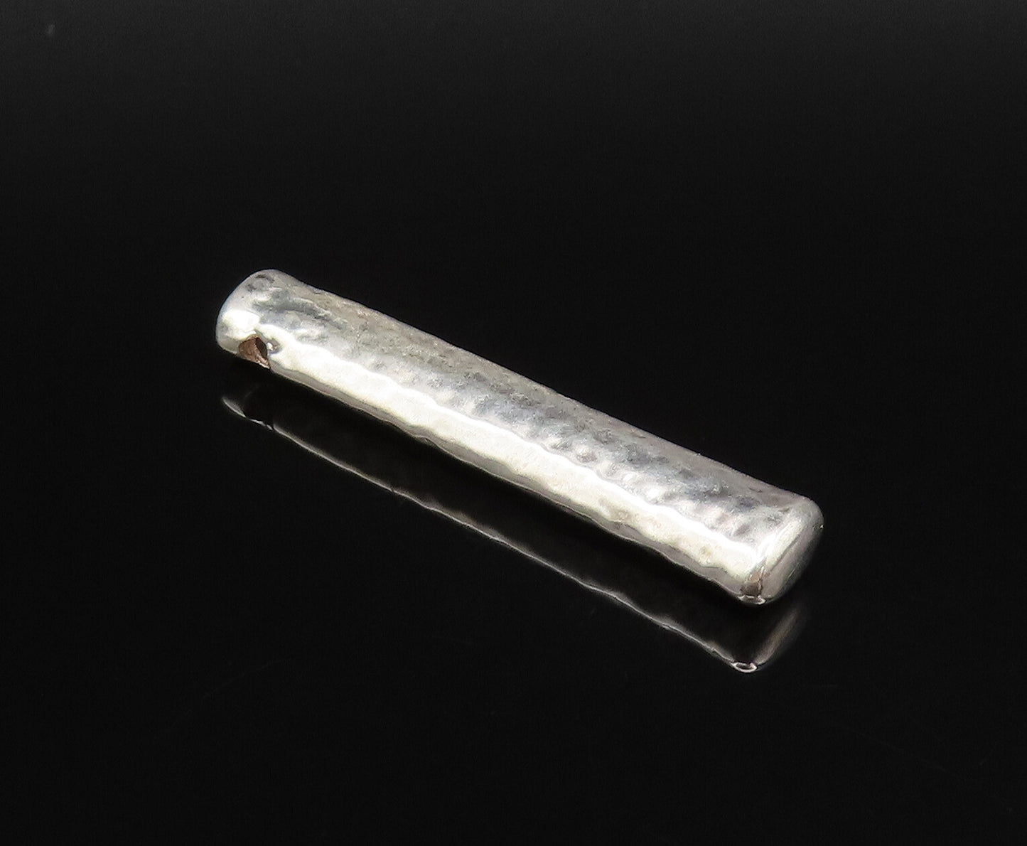 925 Silver  Vintage Minimalist Cubic Zirconia Hammered Bar Pendant  PT21847