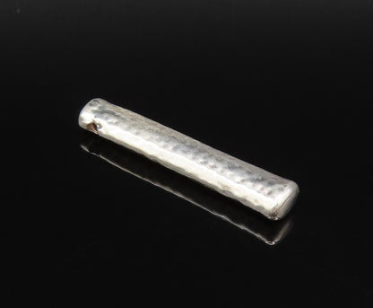 925 Silver  Vintage Minimalist Cubic Zirconia Hammered Bar Pendant  PT21847