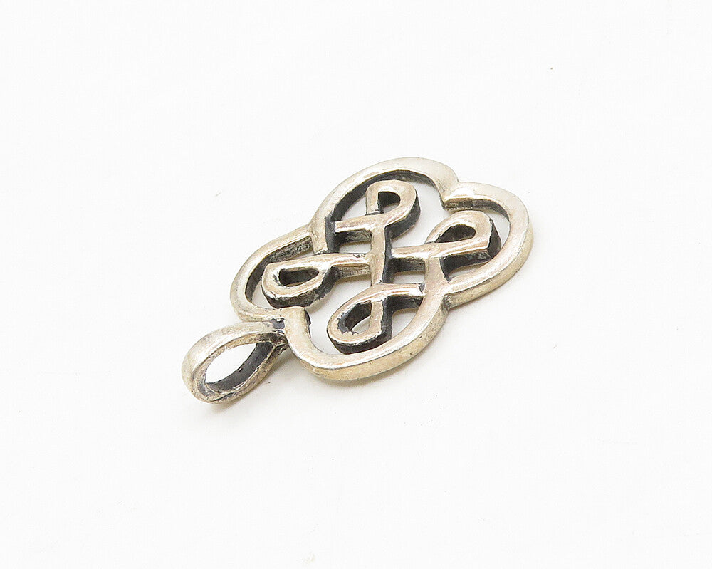 925 Sterling Silver  Vintage Shiny Open Celtic Knot Design Pendant  PT13850