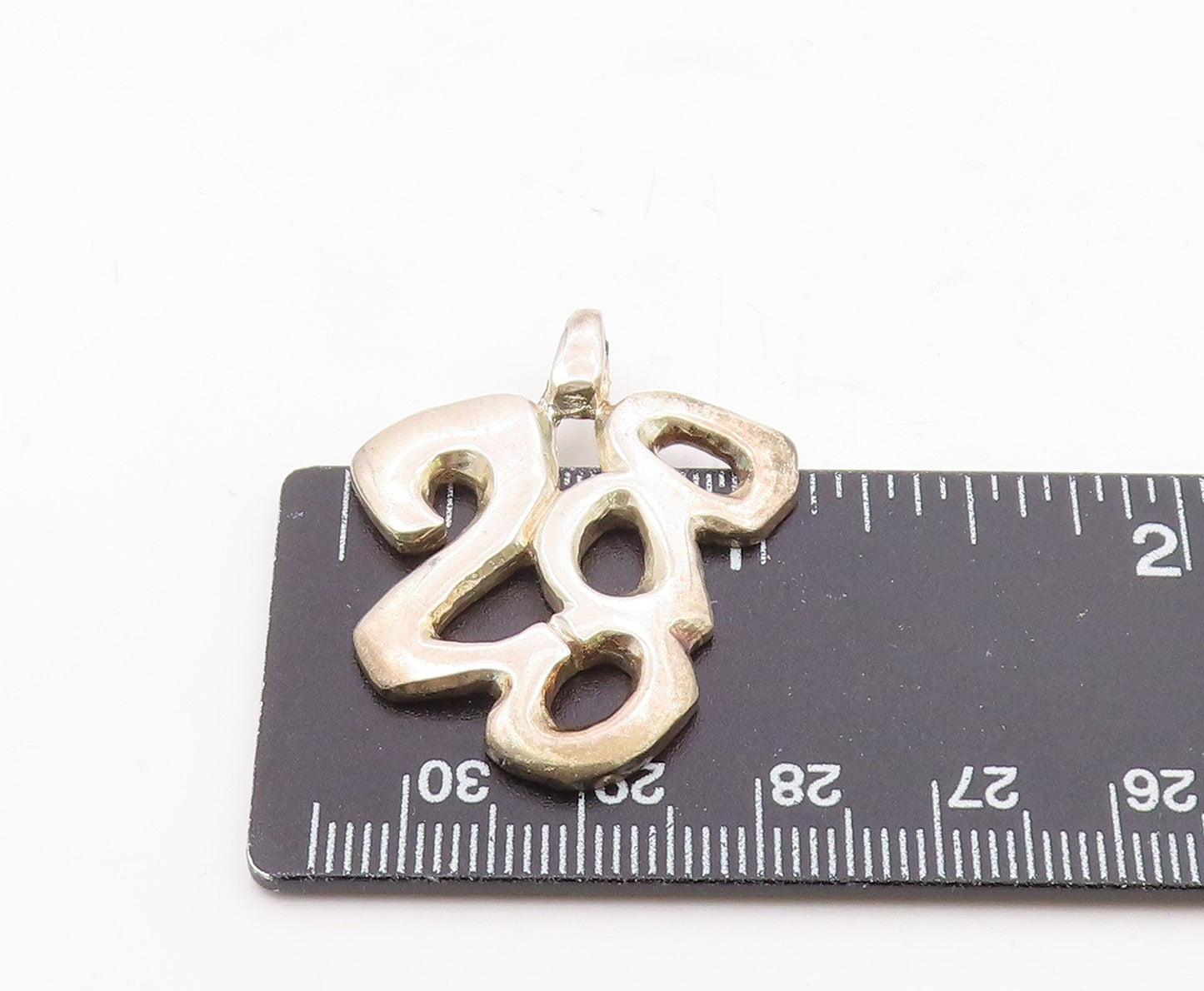 925 Sterling Silver  Shiny Year 2000 New Millennium Smooth Pendant  PT16402