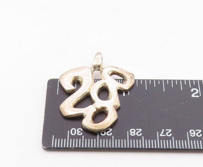 925 Sterling Silver  Shiny Year 2000 New Millennium Smooth Pendant  PT16402