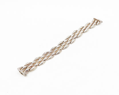 925 Sterling Silver  Vintage Shiny Brick Layer Style Chain Bracelet  BT6992