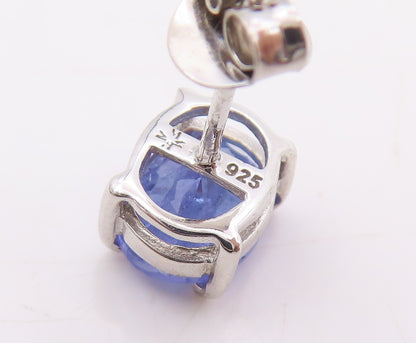 925 Sterling Silver Vintage Earrings Minimalist Real Tanzanite Studs  EG14068