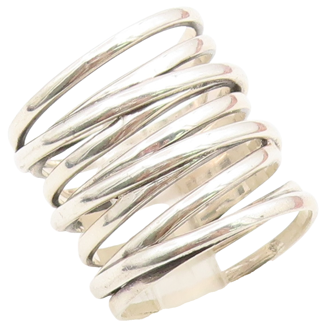925 Sterling Silver Vintage Ring Chunky Multi Layer Crossover Band Sz 8 RG36657