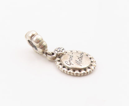 PANDORA 925 Sterling Silver  Vintage Petite Topaz Grandmother Pendant  PT19215