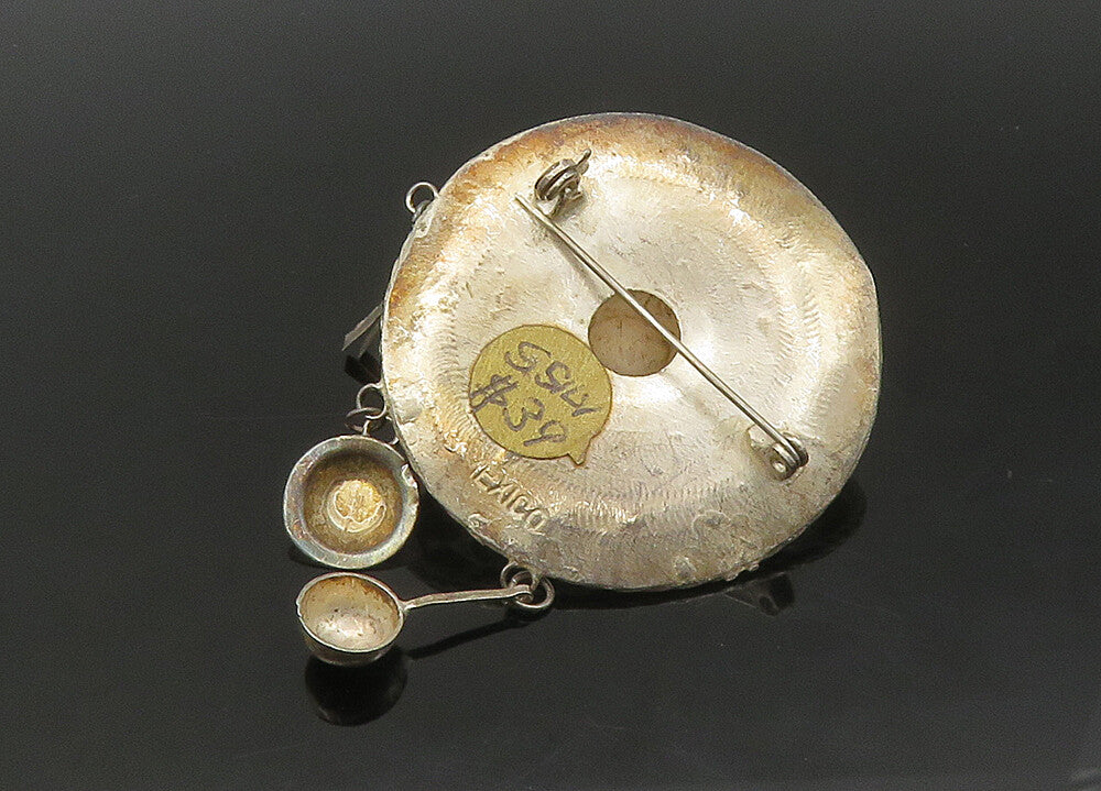 MEXICO 925 Sterling Silver  Vintage Floral Sombrero Hat Brooch Pin  BP8694