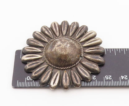 925 Sterling Silver Vintage Brooch Pin MEXICO Classic Sunflower Motif  BP12609