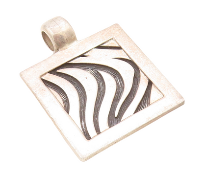 925 Sterling Silver Vintage Pendant Designer Swirly Cutout Frame  PT23832