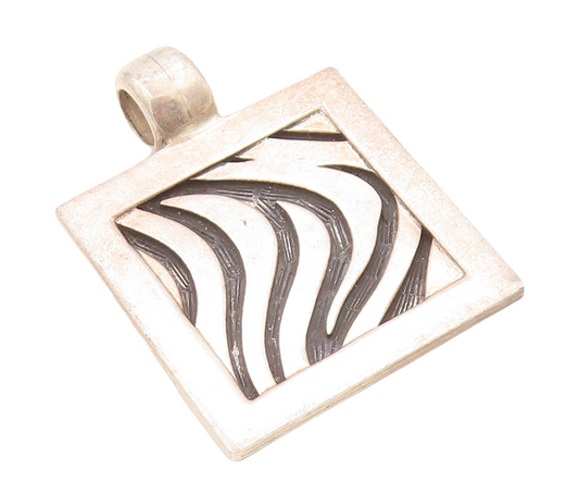 925 Sterling Silver Vintage Pendant Designer Swirly Cutout Frame  PT23832