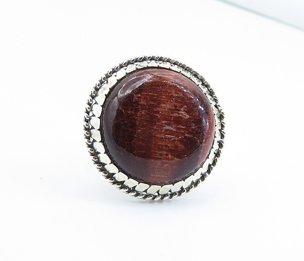925 Sterling Silver  Cabochon Cut Jasper Round Cocktail Ring Sz 9.5  RG8178