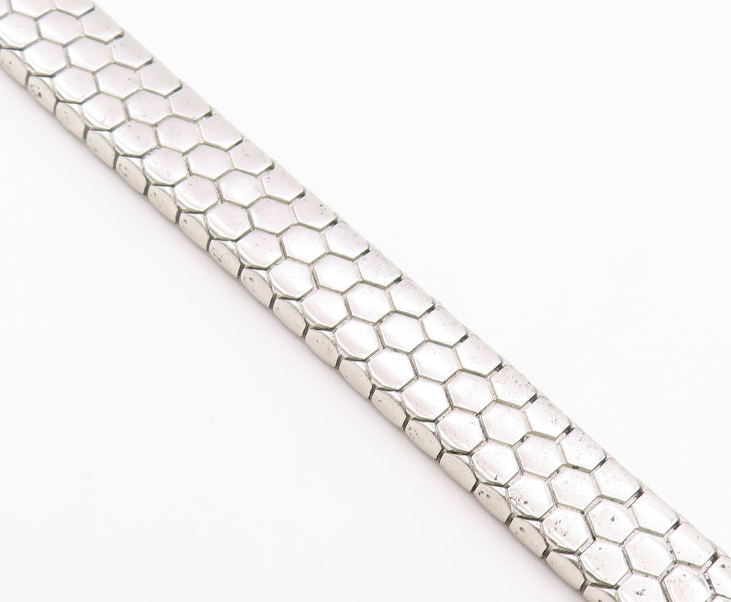 925 Sterling Silver Vintage Bracelet Classic Hexagonal Honeycomb Chain  BT12152