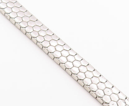 925 Sterling Silver Vintage Bracelet Classic Hexagonal Honeycomb Chain  BT12152