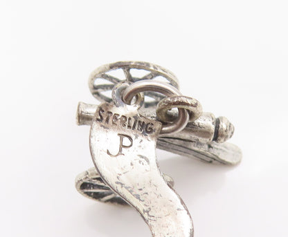 925 Sterling Silver Vintage Pendant Solid 3D Carved Mini Volley Gun  PT22760